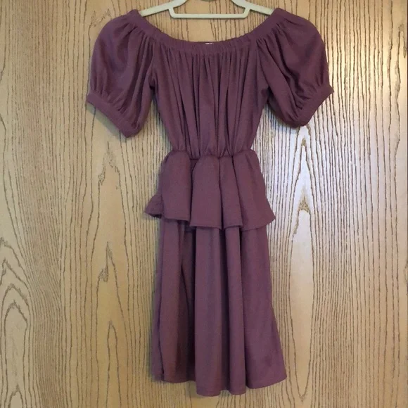 strapless open back dress Purple Jersey Lace Insert Peplum Dress – Scarlett & Jo